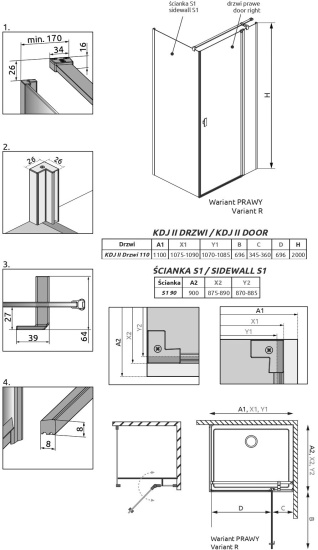 Душевой уголок Radaway Nes KDJ II 110x90 R