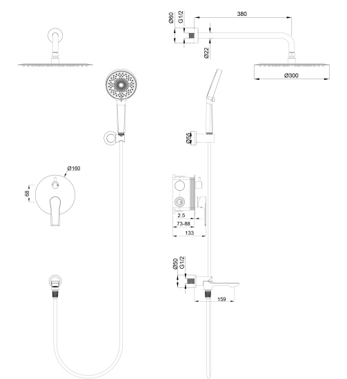 Душевая система Wonzon & Woghand Brilliant WW-88939079-BG