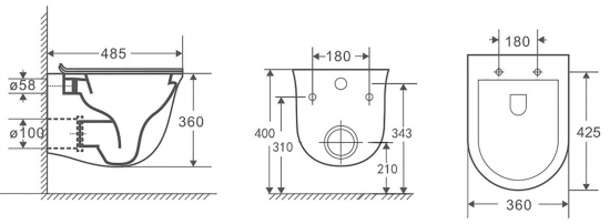 Подвесной унитаз Owl 1975 Eter Cirkel-H OWLT190201 безободковый