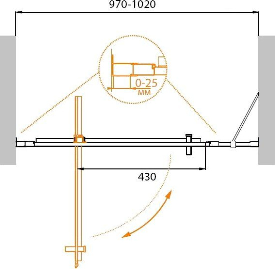 Душевая дверь в нишу Cezares Molveno-BA-11-70+30-P-Cr