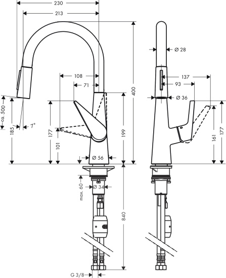 Смеситель для кухни Hansgrohe Talis M51 72817800 сталь