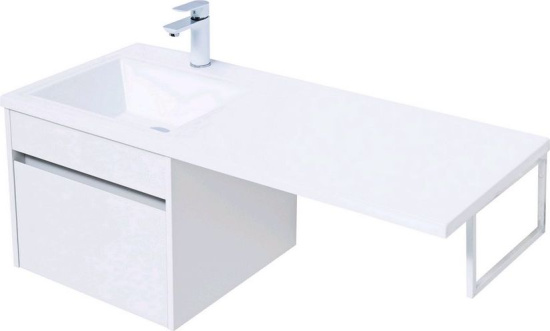 Тумба с раковиной Aquanet Токио 110 L белая подвесная, 1 ящик