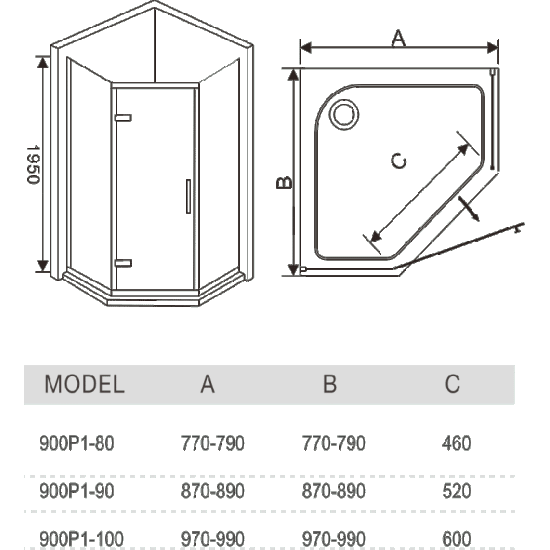 Душевой уголок Weltwasser WW900 900P1-90