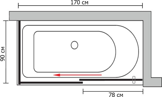 Шторка на ванну GuteWetter Slide Part GV-863B левая 170x90 см стекло бесцветное, профиль хром