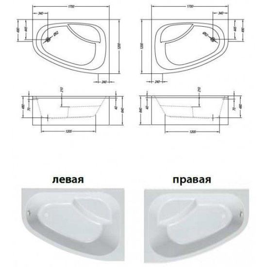 Акриловая ванна Kolpa San Chad Basis 170x120 см L