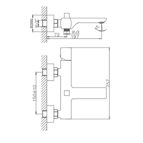 Смеситель для ванны Haiba HB60577 хром