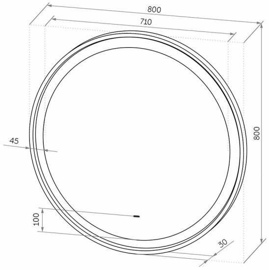 Зеркало круглое Stworki Гринстед 80 белое, с подсветкой