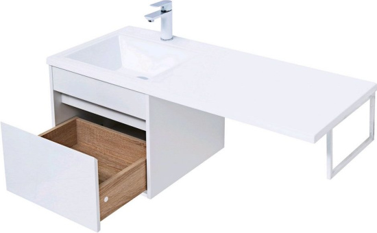 Тумба с раковиной Aquanet Токио 110 L белая подвесная, 1 ящик