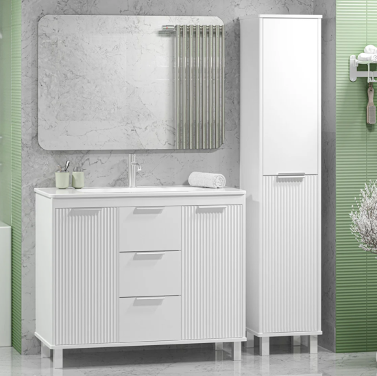 Тумба с раковиной Brevita Рисака White 90
