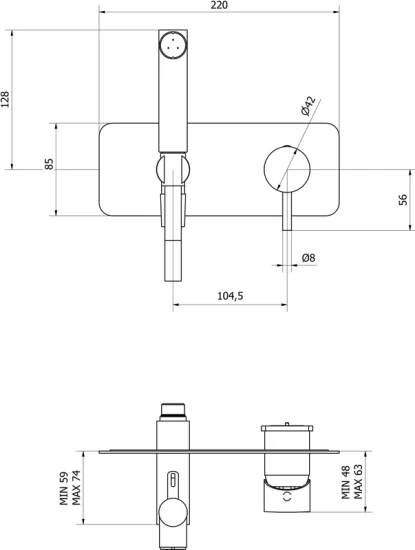 Гигиенический душ IB Rubinetterie Milanotorino EMT706NP matt black