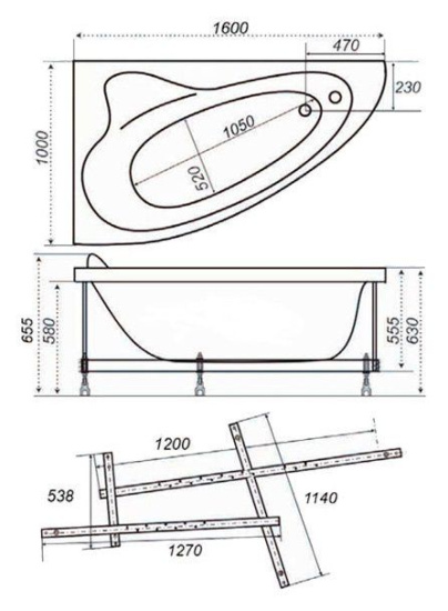 Акриловая ванна Triton Николь 160х100 см R