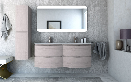 Мебель для ванной Cezares Vague 140 две чаши rovere sbiancato