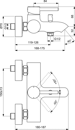 Смеситель для ванны Ideal Standard Ceraline BC199AA
