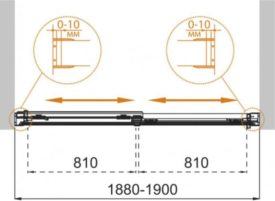 Душевая шторка на ванну Cezares Tandem-Soft-VF-2-190/145-P-Cr