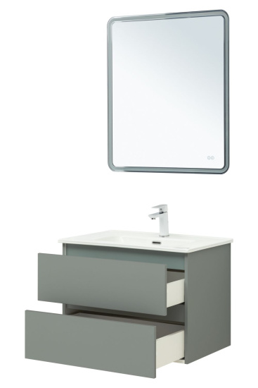 Тумба с раковиной Aquanet Вега 2.0 70 2 ящика, мисти грин, раковина Flat