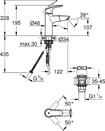 Смеситель для раковины Grohe Eurosmart 23976003 для парикмахерской