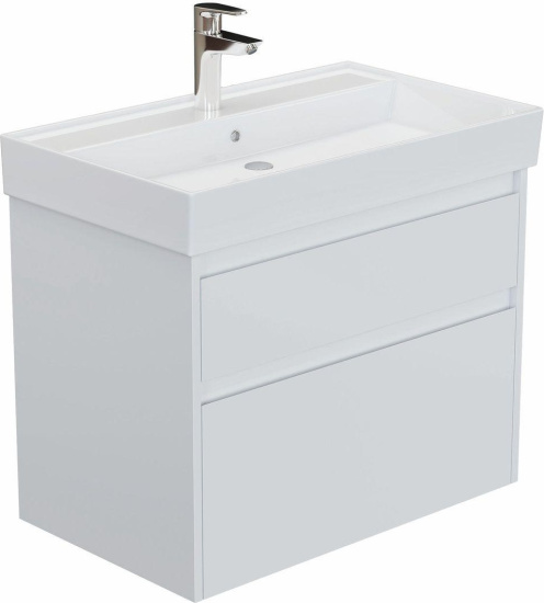 Тумба с раковиной Aquanet Nova Lite 2.0 75 2 ящика, белый глянец