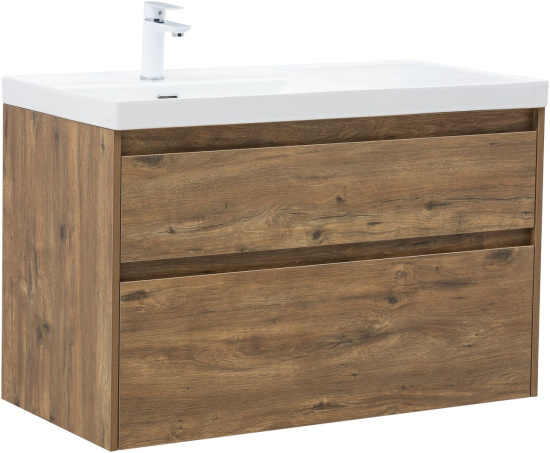 Тумба с раковиной Aquanet Nova Lite 2.0 100 L 2 ящика, дуб рустикальный