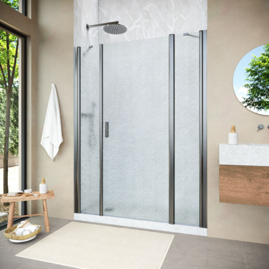 Душевая дверь в нишу Vegas Glass EP-2F NOVO h2000 160 11 02 R, профиль оружейная сталь, стекло шиншилла