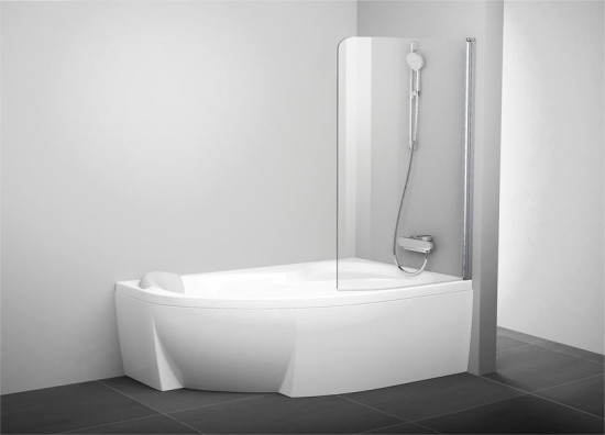 Шторка на ванну Ravak Rosa CVSK1 160/170 R Transparent, профиль блестящий