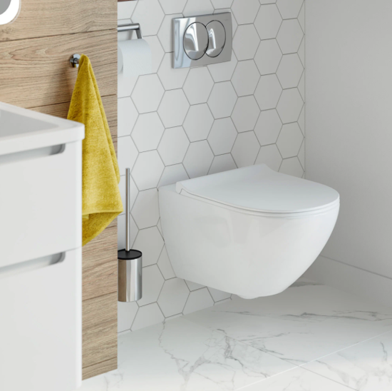 Унитаз подвесной STWORKI Merlingen HWH55 безободковый + инсталляция Geberit Duofix Delta 458.103.21.1 3 в 1 с кнопкой