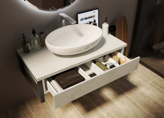 Тумба с раковиной 1MarKa Grunge Loft 80 бетон светлый