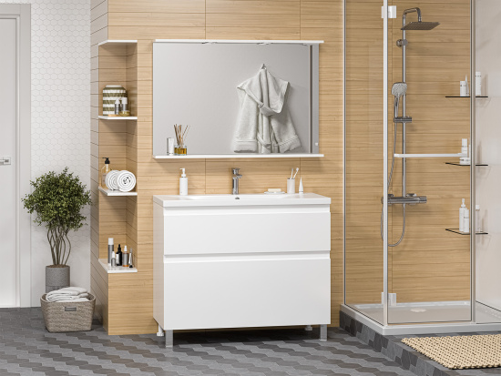 Тумба с раковиной Misty Лаки 100 белая