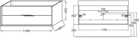 Тумба с раковиной Jacob Delafon Vivienne 120 белая, ручки хром