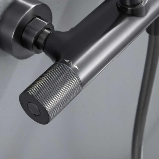 Душевая стойка Vincea Desire VSFS-1D0TGM с термостатом, вороненая сталь