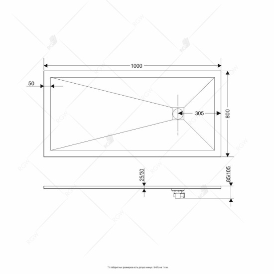 Поддон для душа RGW Stone Tray ST-0120Co 100х120, бетон