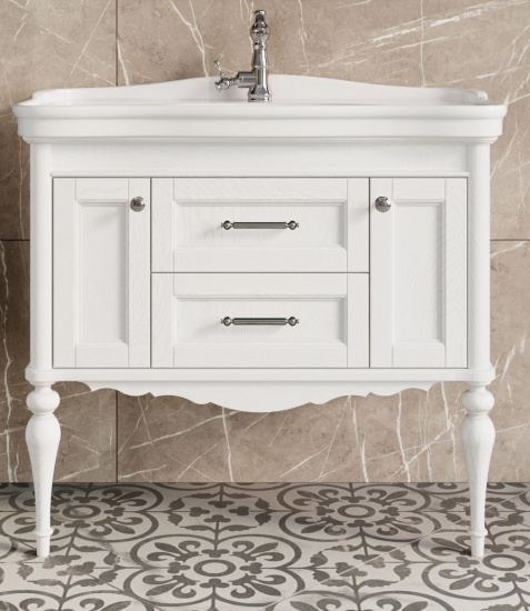 Мебель для ванной ValenHouse Эстетика 100 белая подвесная, ручки хром