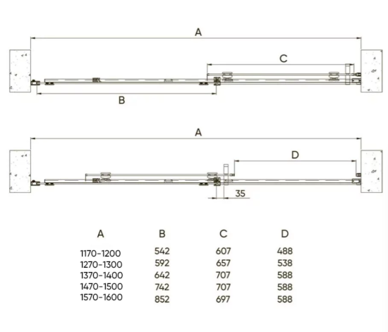 Душевая дверь в нишу Veconi Vianno VN-70G 150 см, профиль золото