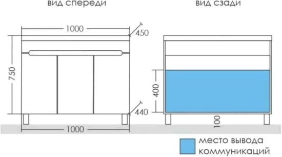 Тумба с раковиной СанТа Лондон 100 напольная, 3 двери