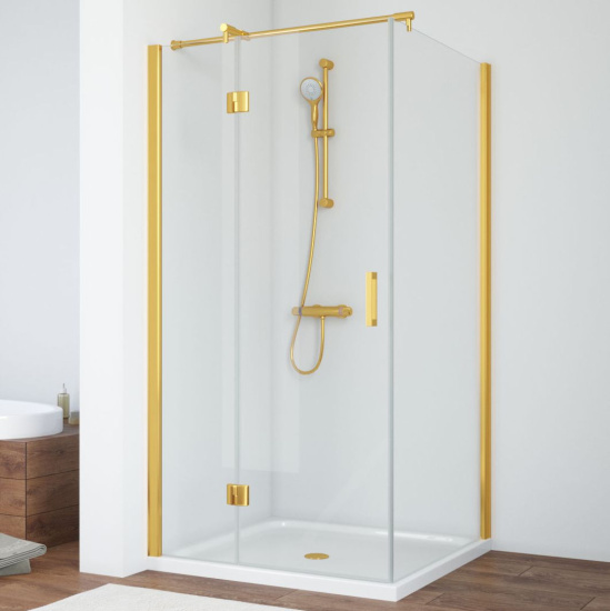 Душевой уголок Vegas Glass AFP-Fis 90*80 09 01 L профиль золото, стекло прозрачное
