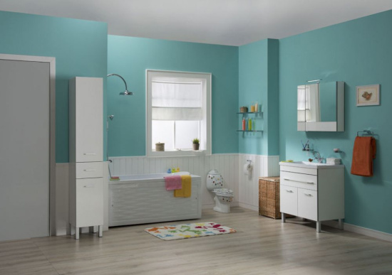 Пенал Aquanet Верона 35 L, c бельевой корзиной, белый