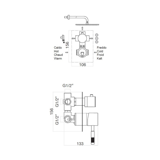Смеситель для душа Webert Rimini RI880601015, хром