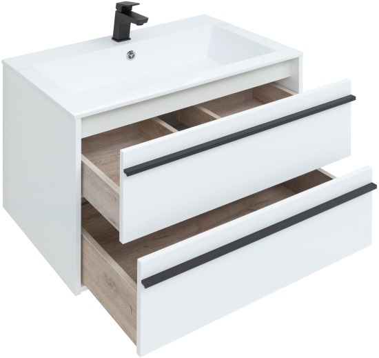 Тумба с раковиной Aquanet Lino 80 белый матовый