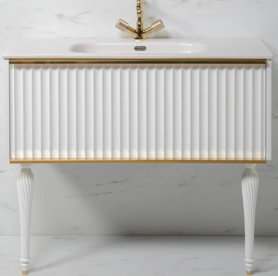 Тумба с раковиной Armadi Art Vallessi Avantgarde Canale 100 белая, с раковиной-столешницей