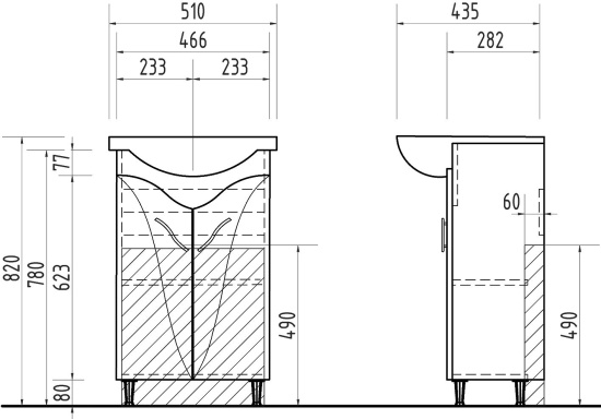 Тумба с раковиной Vigo Faina 50