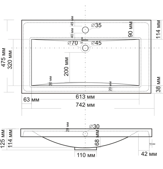 Тумба с раковиной Misty Софт 75 напольная, белая эмаль