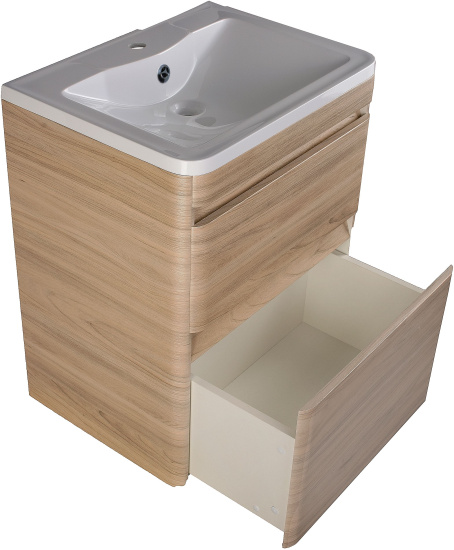 Тумба с раковиной Style Line Атлантика 60 Люкс Plus, подвесная, ясень перламутр