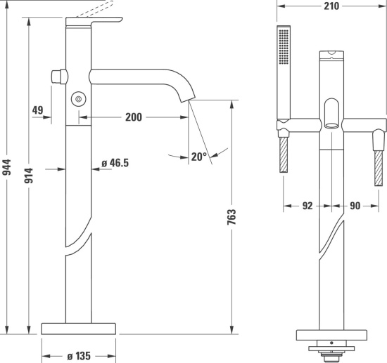 Напольный смеситель для ванны Duravit C.1 C15250000010