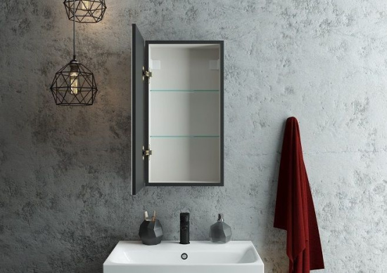 Зеркало-шкаф Art&Max Techno 35 L с подсветкой, черное