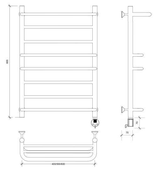Полотенцесушитель электрический Secado Верона 2 80/60 R, хром