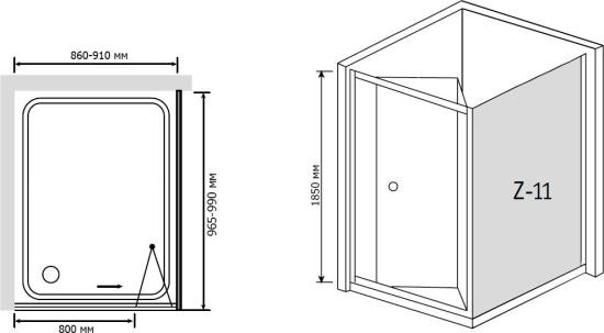 Душевой уголок RGW Classic CL-41 (860-910)x1000x1850