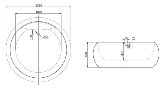 Акриловая ванна BelBagno BB30-1550 155 см