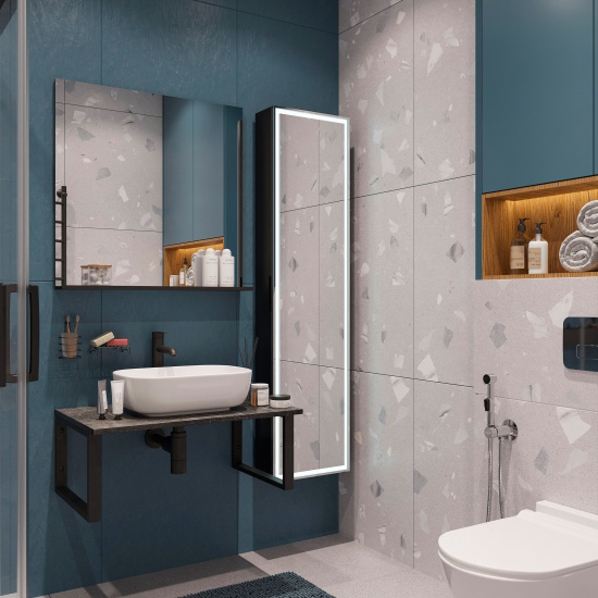 Мебель для ванной Diwo Элиста 80 чёрный мрамор, с раковиной Moduo 50 Square