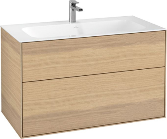 Мебель для ванной Villeroy & Boch Finion 100 oak veneer, с настенным освещением