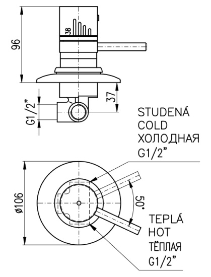 Смеситель для душа Rav Slezak Dunaj Termostat DT283