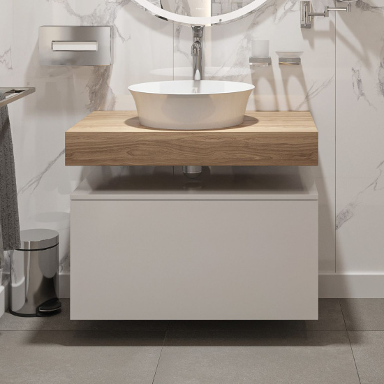Столешница с раковиной Duravit White Tulip 43, дуб французский, 80, без отверстий + тумба 80